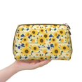 thumbnail image 5 of Bingfone Navy Blue Leaf Sunflower Print Leather Makeup Bag, Portable Hand-held Zipper Female Cosmetic Bag Toiletry Bag, Suitable for Home and Travel, 5 of 6