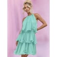 thumbnail image 4 of Womens Sleeveless Chiffon Dress with Ruffle Hem Elegant Evening Gown Party Maxi Dress Blue-Green XXL, 4 of 7