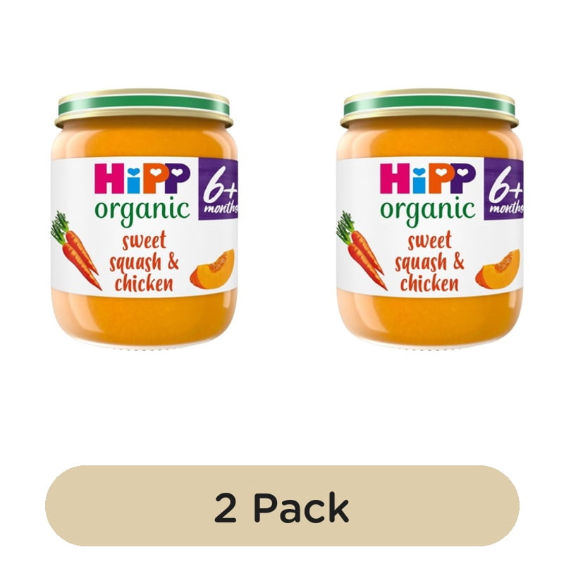 HiPP Organic Sweet Squash & Chicken Baby Food Jar 6+ Months 125g, British Import (Pack of 2)