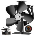 thumbnail image 1 of Ventilador de estufa de leña Miaton oscilante alimentado por calor con termómetro, 1 of 8