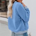 thumbnail image 3 of Women's Fashion Warm Shearling Zip Up Solid Jacket Sky Blue M, 3 of 7