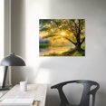 thumbnail image 4 of ERAPDAUR Nature Wall Art Forest Landscape Picture Oak Tree Canvas Print Artwork for Living Room Bedroom Vintage Green Mountain Sunrise Wall Decor Sunlight Painting Bathroom Home Decoration 20x16in, 4 of 6