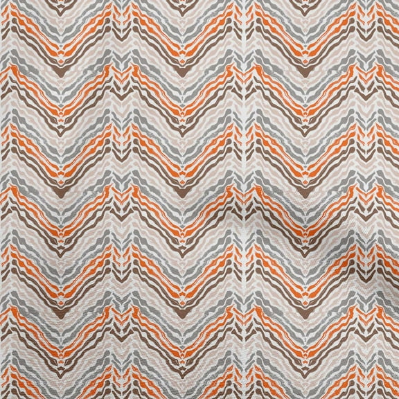 oneOone Polyester Spandex Orange Fabric Chevron Diy Clothing Quilting Fabric Print Fabric By Yard 56 Inch Wide