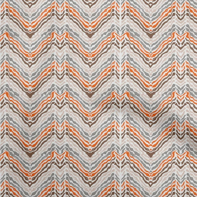 oneOone Cotton Jersey Orange Fabric Chevron Craft Projects Decor Fabric Printed By The Yard 58 Inch Wide