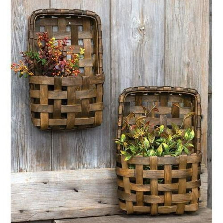 tobacco wall pocket basket CWI Gifts Brown Tobacco Wall Pocket Baskets 2/Set, Multi