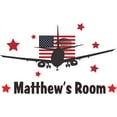 thumbnail image 1 of USA Flag America Airplane Stars Customized Wall Decal - Custom Vinyl Wall Art - Personalized Name - Baby Girls Boys Kids Bedroom Wall Decal Room Decor Wall Stickers Decoration Size (35x40 inch), 1 of 1