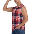 thumbnail image 3 of Fotbe Heart Plaid Men's Camiseta sin Mangas Estampada para Hombres, Playera Casual para Gimnasio, Entrenamiento, Playa-Large, 3 of 7