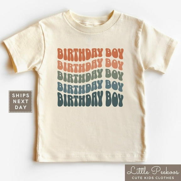 Birthday Boy Toddler Shirt, Retro Wavy Boys Baby Tee, Boys Birthday Gift, Boys Colorful Birthday Party Tee TODDLER SHORT SLEEVE TEE BELLA CANVAS 3001T