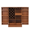 thumbnail image 2 of 41.9" Home Bar Cabinet, Industrial Walnut Rattan Door Fold Out Bar Cabinet with Storage Bar Table, 2 of 10