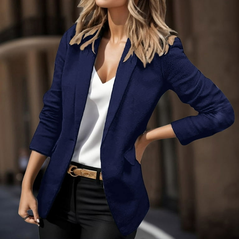 Navy blue casual jackets womens hotsell
