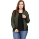 thumbnail image 4 of ChaqueBomber LigeBolsillo CremalleRibete En Contraste TalGrande PaMujer Verde XXL, 4 of 7