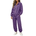 thumbnail image 4 of JOANKDMI Sweatsuit for Women 2 Piece Outfits Full Zip Up Jacket and Cuffed Joggers Pants Set Casual Athletic Lounge Tracksuits with Pockets Fall Winter Workout Wear, 4 of 8