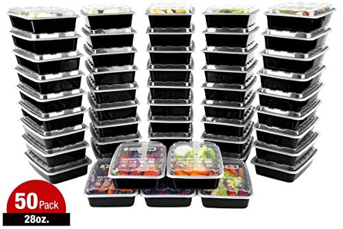 10 Count ISO Meal Prep Containers with Lids Certified BPA-Free Stackable Reusable Microwave/Dishwasher/Freezer Safe 12 oz Black 
