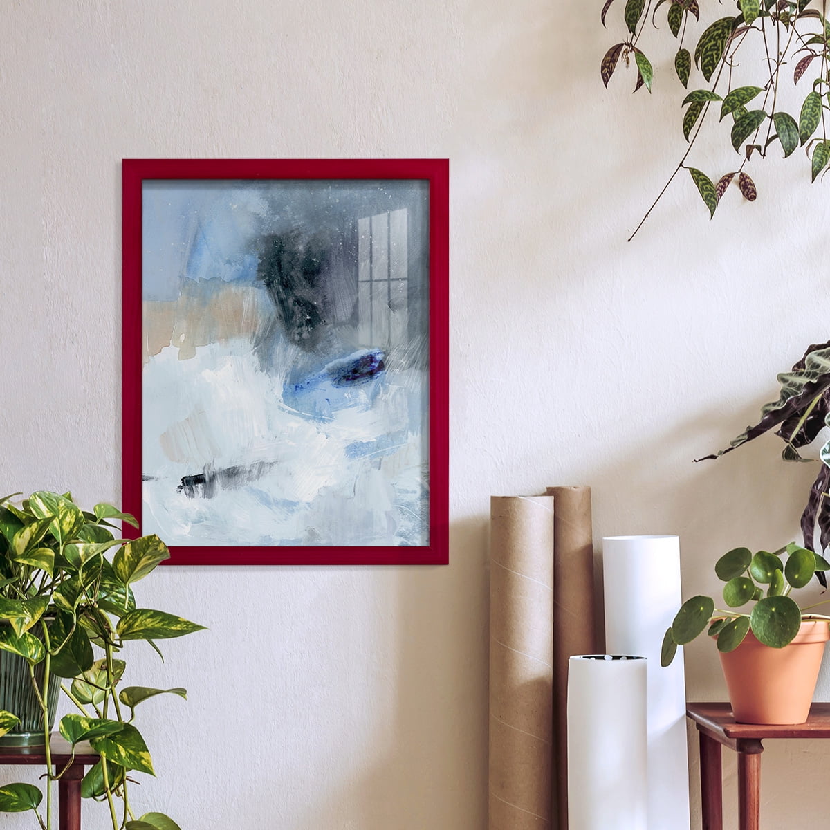 Welle II - Framed Print w/glass - Cherry Red