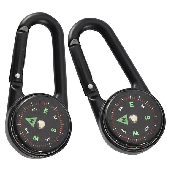 HOMEMAXS 2Pcs Portable Compass Pocket Compass Carabiner Compass Small Camping Compass Climbing Hiking Tool