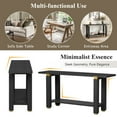 thumbnail image 4 of Modern Console Table 62.9" Entryway Sofa Table, Solid Pine Wood with Metal Accents, Bottom Storage Shelf, Minimalist Hallway Table for Living Room, Foyer, Black, 4 of 8