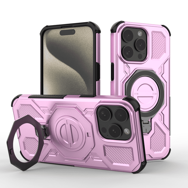 Funda GANGXUN para iPhone 15 Pro , magnética, ligera, soporte 360°, antigolpes