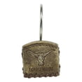 thumbnail image 2 of Rustic Texas Longhorn Cow In Tan Faux Leather Bathroom Shower Curtain Hooks 12pk, 2 of 5