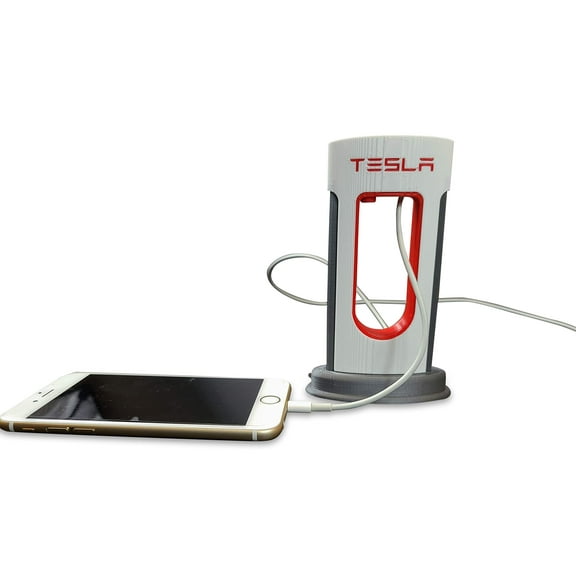 Tesla Desktop Supercharger Replica Charging Station, Supercharger Station - Fits USB-C Cables For Android and iPhone (Red)
