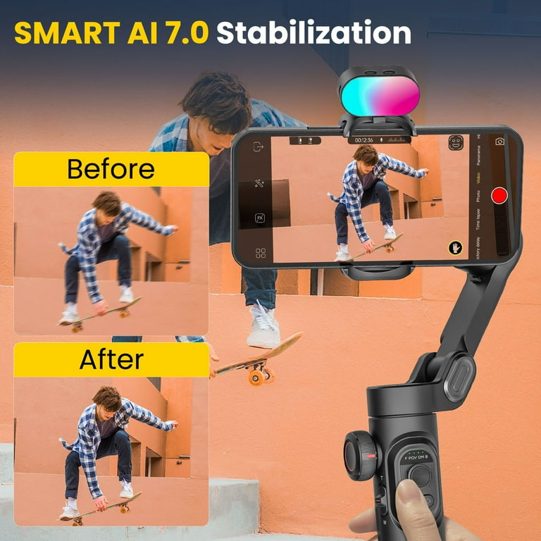 AOCHUAN Smartphone Gimbal Stabilizer for iPhone 15 Pro Max Android