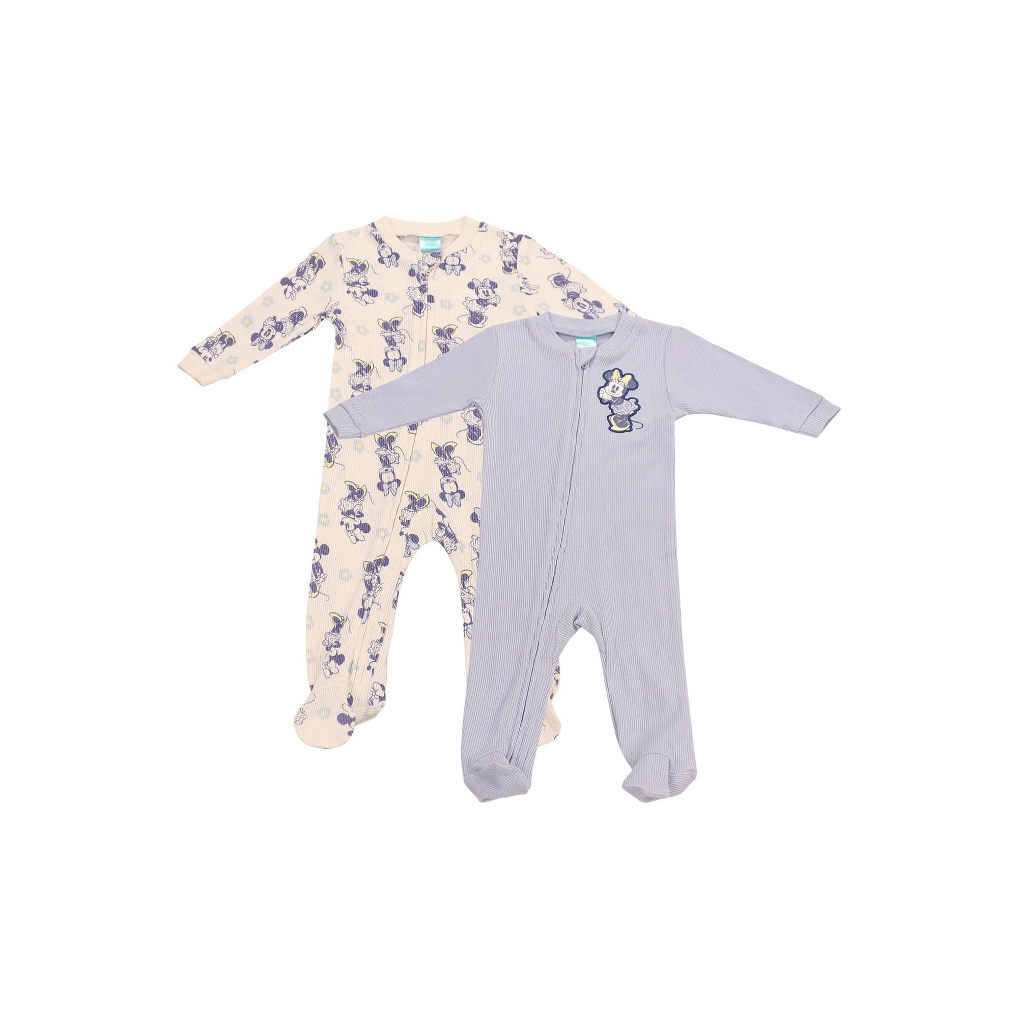 Disney Newborn Baby Girls Coverall, 2 Pack Rib Footie. Sizes 0/3 Months - 3/6 Months - 6/9 Months
