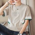 thumbnail image 2 of Camisetas de secado rápido para hombre, camisetas de gimnasio, camisetas para hombre, 100 % algodón, ropa estética con estilo del alfabeto, estilo Y2k, estilo vintage coreano, informal, 2 of 5
