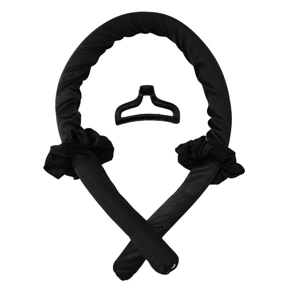 Sinkoo Heatless Hair Rollers, 34" No Heat Hair Curlers to Sleep in, Super Soft Ribbon Wrap for All Hair Types, Black Curling Set with Scrunchies and Clip