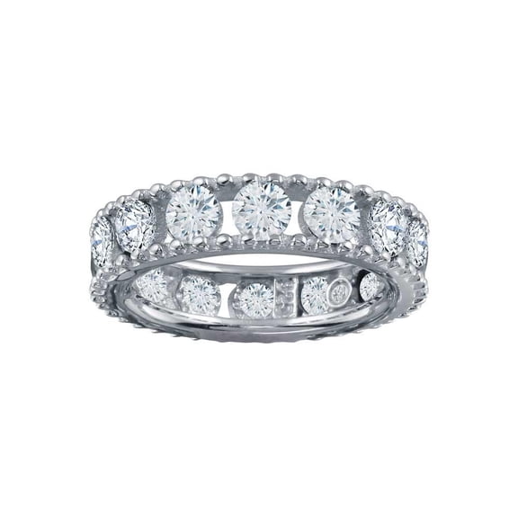 Rhodium Plated 925 Sterling Silver Round Eternity Ring Band White CZ Jewelry Female Size 5