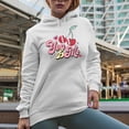 thumbnail image 2 of You & Me with Cherries, Retro Valentine's Day Art Merch Gift, White Hooded Sweatshirt or Hoodie, Small, 2 of 5