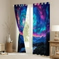 thumbnail image 3 of Feelyou Psychedelic Galaxy Black Out Curtains for Teen, 3D Nature Mountain Curtains Pack of 2 (42x63 Each), Glitter Stars Print Bedroom Curtains, Blackout Curtains Room Decor, 3 of 6