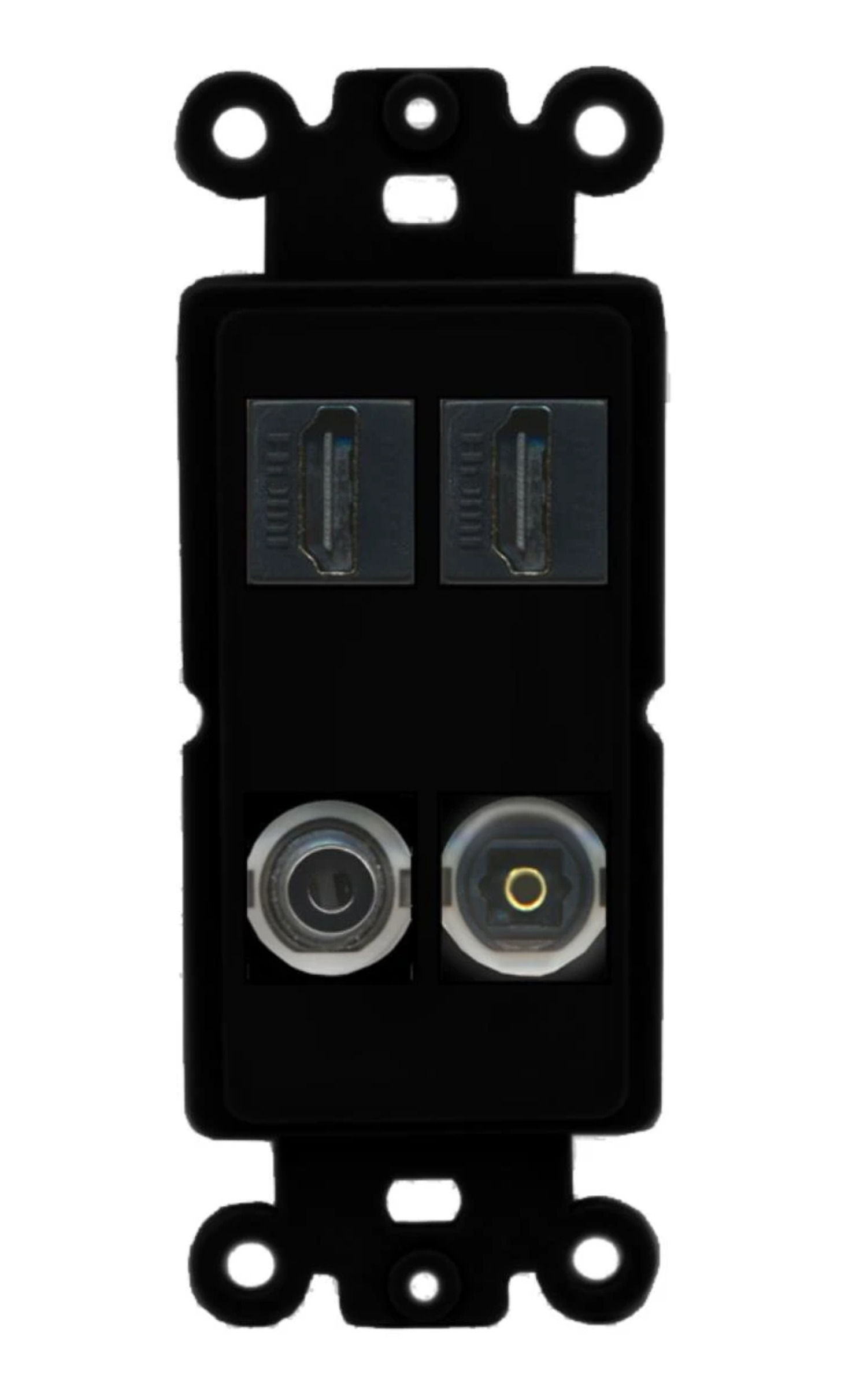 Ultra Spec Cables 2 Port HDMI 3.5mm ToslinkOptical Wall Plate Rocker Black