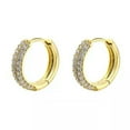 thumbnail image 4 of K-KED 925 Sterling Silver Zircon Pave Small 14/19 mm Huggie Hoop Earrings Women-Gold-19 mm, 4 of 6
