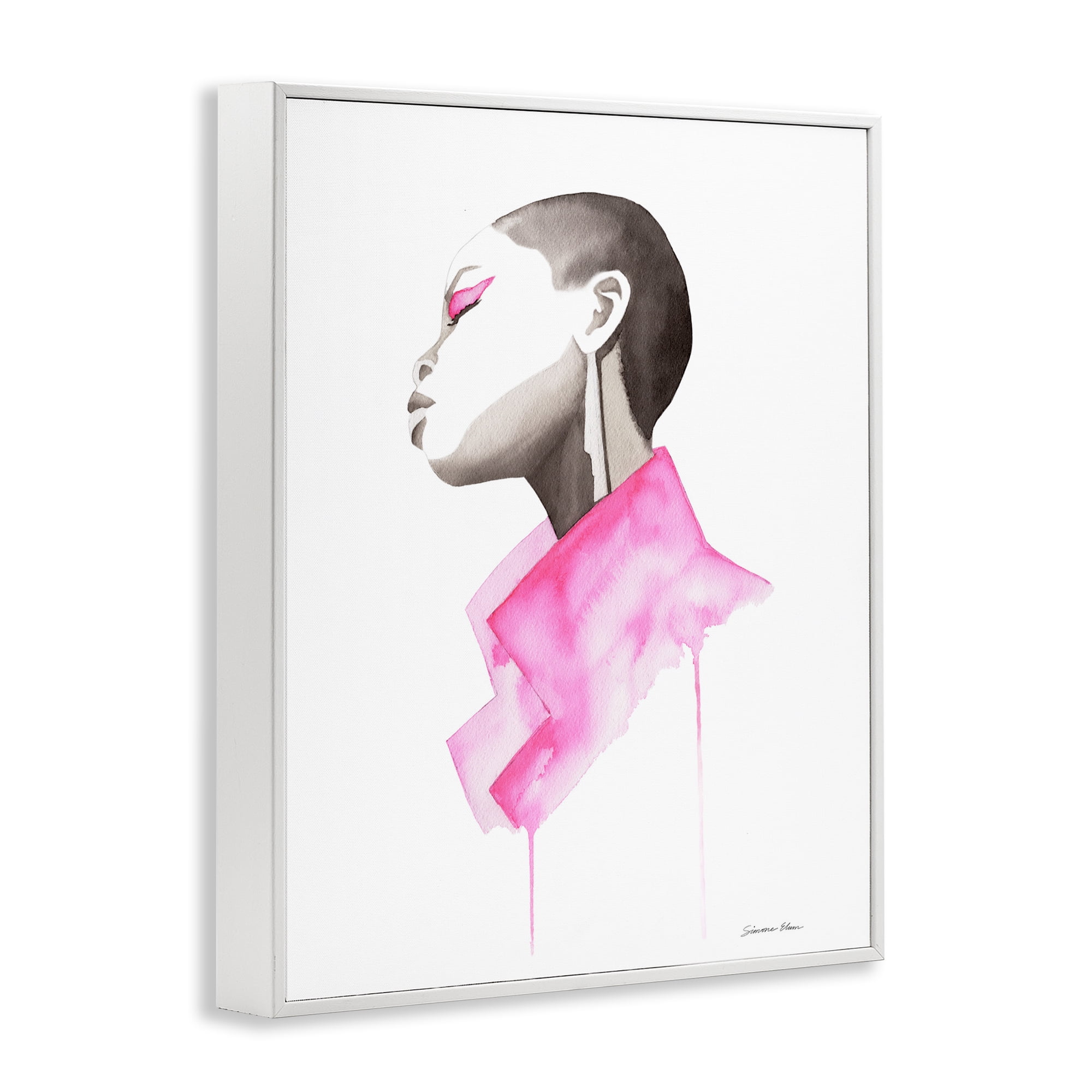 Stupell Industries Pink Jacket Elegance Portrait White Framed Giclee Art, design by Simone Elum