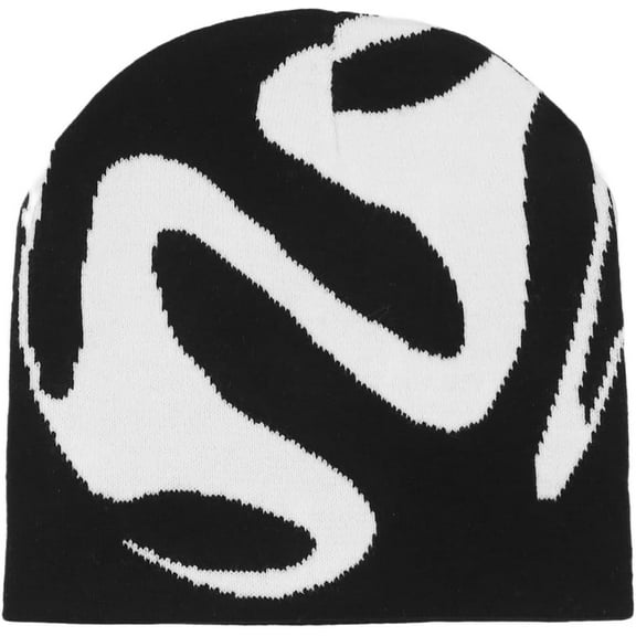 Unisex Y2K Knitted Beanie Hat Gothic Tooth Skull Cap Winter Warm Hat for Women Men Halloween