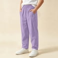 thumbnail image 6 of HAOTAGS Kids Printed Elastic Waistband With Pockets Loose Pants (5-15) Outdoor Casual Nylon Spandex Trousers Purple Size 14, 6 of 10