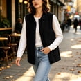 thumbnail image 5 of Staron Fall Vest for Women Casual Knit Vest Sleeveless Solid Lightweight Comfy Loose Longline Vest Jacket Black L, 5 of 7