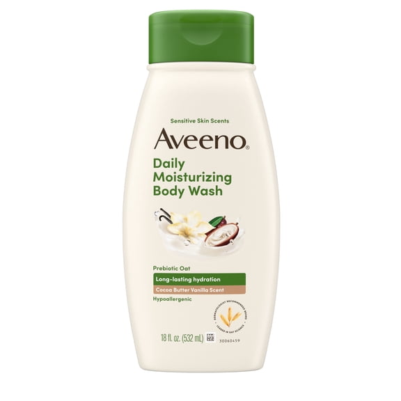 Aveeno Daily Moisturizing Body Wash, Cocoa Butter Vanilla Scent, 18 fl. oz