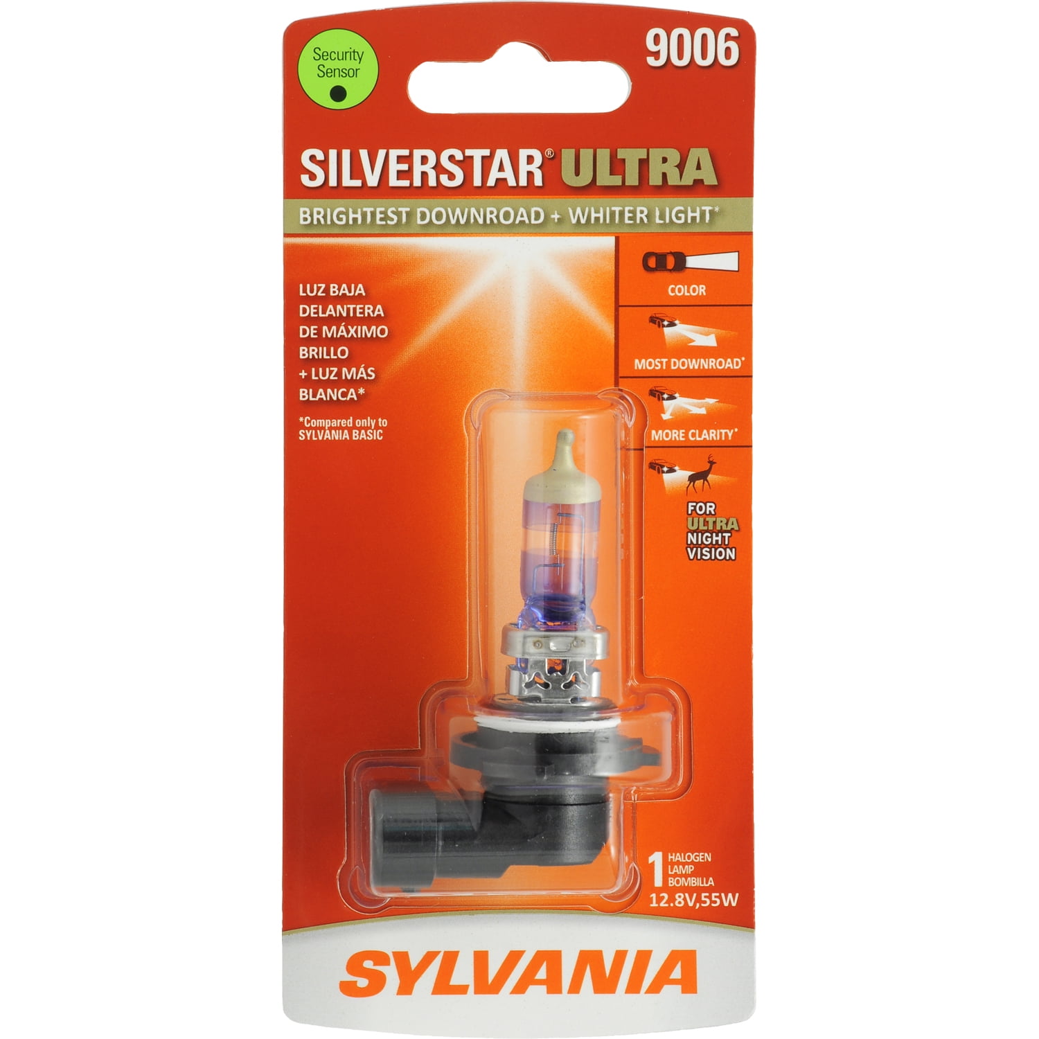 Sylvania 9006 SilverStar Ultra Halogen Headlight Bulb, Pack of 1.