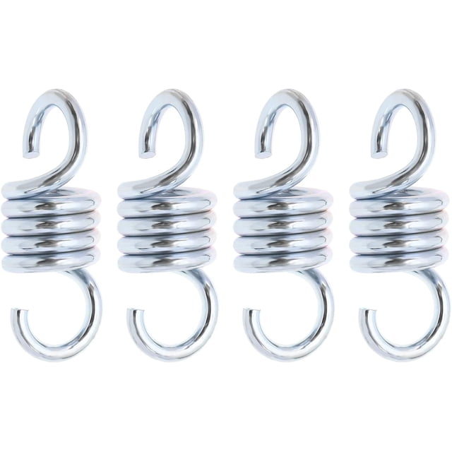 4pcs Suspension Spring Hook Replacement Metal Swing Spring Hooks Hanging Spring Hooks Garden Accessories for Hanging Hammock Chair, Silver