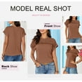thumbnail image 5 of UVN Blouses for Women Summer Short Sleeve Crewneck Dressy Shirts Casual Waffle Knit Hollow Out Tunic Tops, 5 of 9