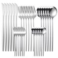thumbnail image 1 of Silverware Sets, 30 Pieces Stainless Steel Flatware Set, Utensils Set Service for 6, Tableware Cutlery Set for Home and Restaurant, Knives Forks Spoons, Mirror Polished, Dishwasher Safe, Silver, 1 of 6