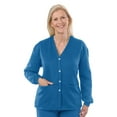 thumbnail image 1 of Silverts Women Fleece Cardigan Open Back Sweater, S, Blue, 1 of 2