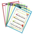 6 Pack Reusable Dry Erase Pockets, Assorted Colors Sheet Protector for