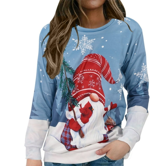 Femmes de Noël Pullover Sweatshirt de Mode Imprimé Graphique Veste Mi-Longue Manches Longues Fermeture Blouse Col Rond Hiver Cardigan Hoodie Soft Outwear