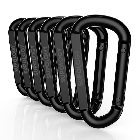 D Shape Carabiner Clip 1100lbs Capacity, 3" Heavy Duty Steel Hook for Hammocks Backpacks Key Rings Outdoor Equipment, Black