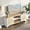 Contrast color, variant on Rattan TV Stand Fits TVs Up to 70 Inches, Farmhouse Entertainment Center with Cabinets and Open Shelves, Wooden Media Console Table for Living Room
