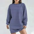 thumbnail image 2 of Kaemgyyd Women's Casual Sweatshirt Dress Crew Neck Long Sleeve Mini Pullover Dress Fashion Loose Stripe Dresses, 2 of 6