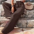 thumbnail image 4 of Hfolob Womens Casual Pants Women's Solid Elastic Waist Trouser Pant High Waist Wide Leg Regular Fit Palazzo Pants With Pocket Comfortable, 4 of 8