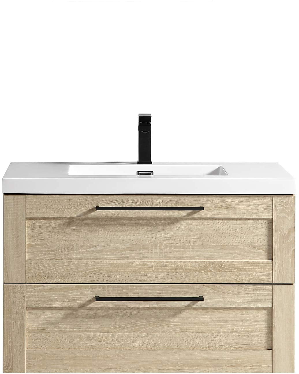 Modern 36 Inch Assembled Cosmo Ace Bathroom Vanity With Sink Wall Mounted Toiletries Storage Cabinet With Integrated White Countertop And 2 Large Metal Drawers By Flairwood Decor Walmart Com Walmart Com