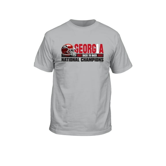 New World Graphics Mens Collegiate How Bout Them Back to Back Bulldogs Helmet Short Sleeve T-Shirt Graphic Tee-Red-medium